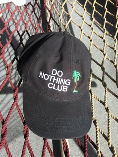 Do Nothing Club - Black Hat With White Letters Black Caps, Mens Hats Fashion, Trendy Hat, Doing Nothing, Hat Embroidery, Do Nothing, Hat Ideas, Black Cap, White Letters