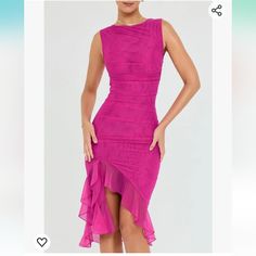 Hosang Women's Elegant Bodycon Midi Dress Sleeveless Mesh Frill Hem Mermaid Tail Summer Tank Dress Cocktail Party Color: Rose Red Size: Large Women Robe, 파티 드레스, Mesh Bodycon Dress, Club Party Dresses, Ruffle Midi Dress, Women's Robe, Ruched Midi Dress, Body Con Dress, Mid Length Skirts