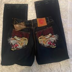 2007 Vintage Ed Hardy Tiger Jeans Nwt Size 34/34 Tiger Jeans, Ed Hardy Tiger, Ed Hardy Designs, Ed Hardy Jeans, Vintage Ed Hardy, Artful Dodger, Christian Audigier, Denim Jeans Men, Clothing Inspiration