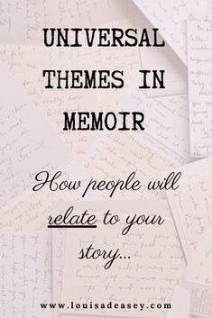 the words universal themes in memory are written on top of several pieces of white paper