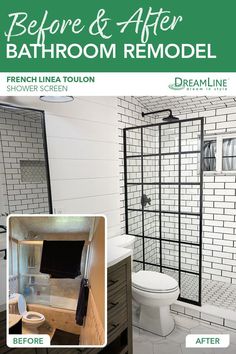 before and after bathroom remodel in french linea touloon shower screen