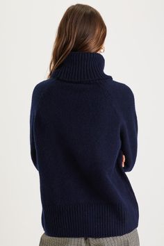 Take a walk on the cozy side all season long in the Lulus Found the Warmth Navy Blue Turtleneck Pullover Sweater! Soft and stretchy sweater knit shapes this closet-essential sweater that has a chic turtleneck, long raglan-style sleeves, and a relaxed, wide-cut bodice. Contrasting ribbed knit accents the neckline, cuffs, and hem. Fit: This garment fits true to size. Length: Size medium measures 23" from shoulder to hem. Bust: Great for any cup size. Waist: Not Fitted - comfortable room throughout Snug Turtleneck Sweater For Layering, Fall Funnel Neck Fine Knit Sweater, Fall Fine Knit Sweater With Funnel Neck, Relaxed Fit Soft Knit Turtleneck Sweater, Soft Knit Turtleneck Sweater With Relaxed Fit, Cozy Fit Funnel Neck Soft Knit Sweater, Cozy Turtleneck With Ribbed Cuffs For Layering, Cozy Fit Soft Knit Funnel Neck Sweater, Casual Fine Knit Turtleneck