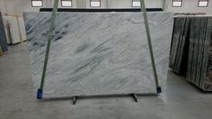 marble is being displayed in a warehouse