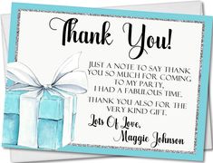 Tiffany & Co. Sweet 16 Thank You Cards Sweet 16 Themes, Ways To Communicate, Party Guests, Sweet 16, Tiffany & Co., Thank You, Thank You Cards, Envelope, Card Stock