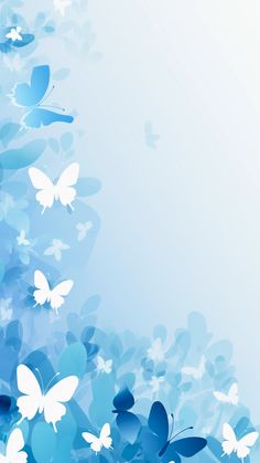 blue and white butterflies flying in the sky