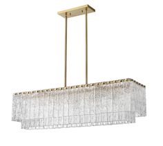 a large rectangular chandelier with clear glass shades