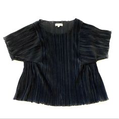 Accordian Pleats Throughout And A Forgiving Fit Make This Perfect Top For Dinner Parties ;) Never Worn But Missing Tags Spring Black Pleated Tops, Black Pleated Tops For Spring, Fitted Black Pleated Tops, Chic Black Pleated Top, Black Pleated Summer Tops, Black Pleated Tops For Summer, Black Pleated Blouse For Spring, Casual Pleated Top For Party, Madewell Top