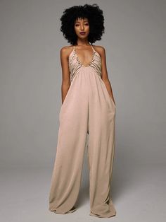 Halter Wide-Leg Jumpsuit Cargo Jumpsuit, Slouchy Pants, Harem Jumpsuits, 2022 Ss, Cami Set, Cargo Skirt, Wide Leg Denim, Wide Leg Jumpsuit, Hip Length