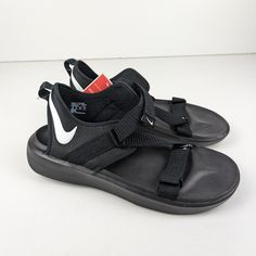 Nike Vista Mens Sandals Black White Hook And Loop Dj6606-001. New With Tags. Modern Black Sport Sandals For Summer, Nike Leather Sport Sandals With Round Toe, Nike Sandals For Outdoor Spring Use, Nike Sandals For Outdoor Spring Activities, Modern Sports Sandals For Summer, Modern Black Slides With Round Toe, Summer Streetwear Sneakers With Removable Insole, Nike Synthetic Sandals With Rubber Sole, Nike Sandals With Rubber Sole And Round Toe