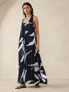 Odetta Pleated Maxi Dress | Banana Republic Women's Maxi Dresses, Gold Outfit, Pleated Maxi Dress, Pleated Maxi, Georgette Fabric, White Dress Summer, Maxi Dress Blue, Flowing Maxi Dress, Womens Maxi Dresses