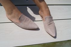 "Ice Gray/Beige Leather Mules \"Naisabyn\"/Greek suede sandals/women suede flats/ Beige suede slippers/Beige shoes/Beige mules. Our \"Naisabyn\" pointed toe mules are made of genuine suede leather with a soft cushioned sole. Style this sophisticated flat with cropped pants and your favorite tops for a stylish head-to-toe look. -Curves and braids come gently together offering beauty and strength. -They embrace your legs highlighting them and they keep the foot very stable. -They did not slip due Chic Beige Slip-on Slippers, Beige Slip-on Mules With Flat Heel, Chic Closed Toe Suede Mules, Chic Suede Closed Toe Mules, Suede Slip-on Mules With Pointed Toe, Pointed Toe Slip-on Suede Mules, Suede Mules With Flat Heel, Slip-on Suede Mules With Pointed Toe, Beige Suede Slip-ons With Flat Heel