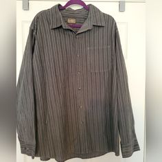 C.E Schmidt Workwear Men's Long Sleeve Striped Button Down Shirt Corduroy Nwt Work Wear Tough Reliable Hardworking Practical Size Xl Armpit To Armpit 25" Shoulder To Hem 30" 100% Cotton If You Are Dissatisfied With Your Purchase Please Contact Me Directly So I Can Make It Right I Ship M-W-F Gray Relaxed Fit Shirt With Buttons, Gray Cotton Shirt For Business Casual, Gray Cotton Shirt With Buttons, Mens Workwear, Schmidt, Casual Shirts For Men, Casual Button Down Shirts, Mens Long Sleeve, Button Downs