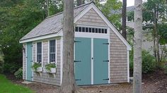 an image of a small shed in the woods with text overlay that reads how to build a storage shed