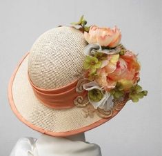 Easter Hats For Women, Peach Cottage, Vintage Style Hat, Ladies Hats, Easter Hats, Spring Hats