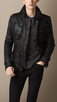 burberry washed leather field jacket Leather Jacket Outfit Men, Best Leather Jackets, Mens Fashion Rugged, Leather Jacket Style, British Outfits, Leather Jacket Outfits, Men's Leather Jacket, Mens Black Leather, Leather Trench Coat