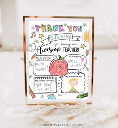 a teacher appreciation card with an apple on it