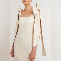 New With Tags. Never Been Worn. Does Not Fit Me. Open To Offers! Chic Linen Dress With Square Neck For Brunch, Elegant Beige Midi Dress With Tie Straps, Chic Brunch Dresses With Tie Sleeves, Chic Cream Dress With Tie Straps, Elegant Square Neck Linen Dress For Brunch, Elegant Dresses With Tie Sleeves For Day Out, Elegant Linen Dress With Square Neck For Brunch, Elegant Summer Dresses With Tie Sleeves, Chic Beige Midi Dress With Tie Straps