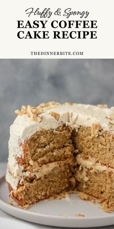 a cake that has been cut into pieces and is sitting on a plate with the words easy