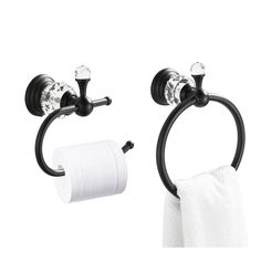 PRICES MAY VARY. ☆【BEAUTIFUL LOOK】: Crystal ball base designed, matte black surface finished, show more high-end and distinguished; ☆【ROTATING 180°】: The tissue holder and towel ring can rotate 180 degrees, both are efficient and convenient; ☆【CRYSTAL HOOK】: Removable hooks is useful, you can hang your hat, key, tote bag, etc. ☆【PAPER TOWEL HOLDER】: With an anti-slip design, hanging towels or hanging tissue paper, it's up to you. ☆【EASY TO INSTALL】: With the installation instruction, you can com Crystal Bathroom Accessories, Matte Black Toilet, Towel Hanger Bathroom, Crystal Bathroom, Black Toilet Paper Holder, Hanger Bathroom, Toilet Paper Holder Stand, Black Toilet Paper, Black Toilet