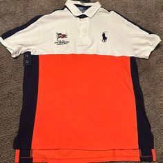 Nwt Size Xl White Color Block Short Sleeve Polo Shirt, Orange Collared Cotton Polo Shirt, Orange Cotton Collared Polo Shirt, Summer Orange Cotton Polo Shirt, Orange Cotton Polo Shirt For Summer, Summer Orange Polo Shirt With Polo Collar, Summer Orange Polo Shirt With Collar, Orange Polo Shirt With Polo Collar For Summer, Orange Polo Shirt With Collar For Summer