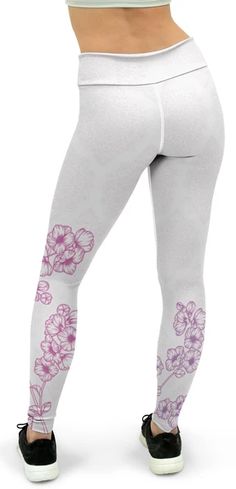 Pink Sakura Yoga Pants Wide Leg Yoga Pants Outfit, Yoga Meditation Poses, Comfortable Yoga Pants, Pink And White Background, Workout Pants Women, Sakura Flowers, Pink Sakura, Wide Leg Yoga Pants, Perfect Pant