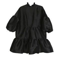 Ruffles Detailed Puff Sleeves Elegant Black Dress Elegant Black Dress, Peter Pan Collar Dress, Elastic Waist Dress, Sleeveless Short Dress, Bubble Dress, Long Shirt Dress, Ball Gown Dresses, Diy Dress, Fashion Seasons