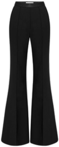 Chic Black Wide Leg Pants With Pressed Crease, Black Wide-leg Flares For Workwear, Elegant Black High-waisted Flares, Elegant Black High-waisted Flare Pants, Modern Flared Workwear Pants, Modern Flare Pants For Workwear, Fitted Flare Bottoms With Pressed Crease, Flared Wide Leg Pants With Pressed Crease For Work, Black Flare Wide Leg Pants For Office