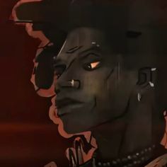 a digital painting of a man with piercings and a fedora on his head