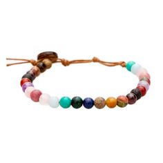 6mm multicolor stone healing bracelet with a coconut button clasp Seven Chakras, Energy Bracelets, Healing Necklace, Chakra Bracelet, Energy Stones, Valentines Gifts For Her, Healing Energy, Healing Bracelets, Full Spectrum