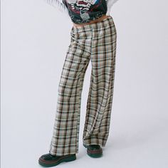 Really Cute Plaid Pants From Urban Renewal / Urban Outfitters! Sold Out Online! High Waisted With An Elastic Waistband, Wide Legged / Flare Style. Size Small, Fits True To Size! Best For Probably A 25-27in Waist. For Reference, I Am 5’7”, 27” Waist, Usually Wear S/M. Message With Any Questions, Open To Offers, Bundle To Save! Retro Wide Leg Bottoms For Fall, Plaid Full-length Pants For Fall, Plaid Full Length Pants For Fall, Urban Outfitters Casual Wide Leg Bottoms, Urban Outfitters High-waisted Cotton Pants, Plaid High Waist Fitted Bottoms, High Waist Plaid Fitted Bottoms, High Waist Fitted Plaid Bottoms, Fitted Plaid High-waist Bottoms