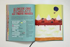 an open book with pictures of fruits and ice cream on the cover, in french