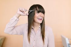 How To Trim Your Own Bangs Camille Styles Point Cut, Camille Styles, How To Cut Bangs, Straight Bangs, Short Bangs, Professional Stylist, Long Bangs, Trendy Haircuts, Beauty Tutorials