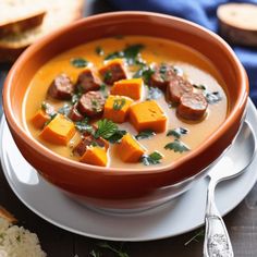 a bowl of soup with meat and vegetables