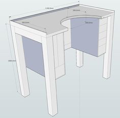 an image of a desk with measurements for the top and bottom section, including one drawer