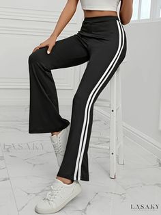 Lasaky - Stylish Activewear: Womens Comfy Flare Leg Pants for Yoga, Sports, Running, and Workouts Casual Non-stretch Pants For Gym, Casual Wide Leg Yoga Pants For Workout, Stretch Trousers For Sportswear, Casual Wide-leg Yoga Pants For Sports, Casual Wide Leg Yoga Pants For Sports, Stretch Wide Leg Sweatpants Sportswear, Stretch Wide Leg Sweatpants For Sportswear, Sporty Gym Yoga Trousers, Sporty Gym Yoga Pants