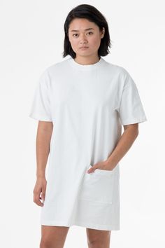 The Oversized T-shirt was designed with comfort in mind. We've added a pocket, which makes this dress different than the average t-shirt dress. Hits above the knee making this dress the perfect dress to run errands in. Constructed from rigid 7.5 oz 100% U.S Grown Cotton, custom dyed and shrink-free. Oversized Short Sleeve T-shirt With Side Pockets, Short Sleeve T-shirt With Pockets For Loungewear, White Cotton Crew Neck T-shirt Dress, White Cotton T-shirt Dress With Crew Neck, Oversized T-shirt With Side Pockets, White Cotton Short Sleeve T-shirt Dress, Oversized T-shirt With Pockets For Everyday Wear, White Cotton T-shirt Dress With Short Sleeves, Relaxed Fit T-shirt With Side Pockets