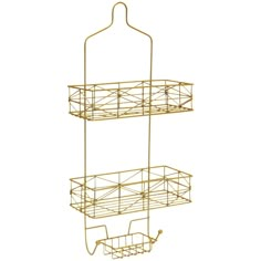 three tiered gold metal basket holder