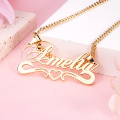 Material: Copper,Sterling Silver Color: Gold Chain Length: 14",16",18",20",22" Process: Gold Plated Recipient: Women, Mom, Wife, Girl Friend, Children Necklace Type: Name Necklace Brand: Silviax Jewelry Item: 2023NE0206/2023NE0214 Elegant Personalized Metal Name Necklace, Nameplate Necklace In Metal As Gift, Elegant Metal Name Necklace For Mother's Day, Metal Nameplate Necklace For Gift, Elegant Metal Name Necklace, Engraved Metal Name Necklace For Personalized Gift, Personalized Nameplate Metal Necklace, Heart-shaped Name Necklace As Personalized Gift, Custom Name Gold Necklace For Valentine's Day