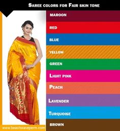 11 Saree colors for fair, brown, wheatish and dark skin tone – Traditional Sarees | Types of Sarees | Blouse Designs | Hairstyle for Saree Skin Color Dresses