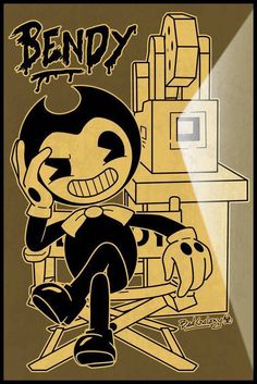 an image of bendy sitting on a chair