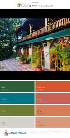 the color scheme for this website is green and orange, with an image of a house in