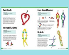 the brochure features beaded items and instructions for bracelets, cross - related columns