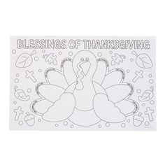 a coloring page with the words, blessing of thanksgiving written on it and an image of a turkey