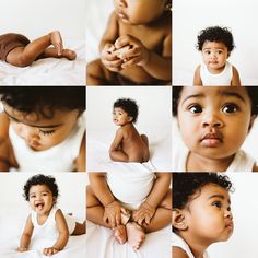 a collage of baby pictures with different expressions