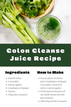 the ingredients for this recipe include celery, lemon juice and green juices