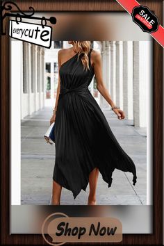 Black One Shoulder Irregular Pleat Casual Dress Casual Dresses For Women, One Shoulder, Casual Dress, Casual Dresses, Shop Now, Womens Dresses, Dresses, Black