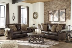 Nicorvo Coffee Living Room Set from Ashley - Luna Furniture Grey Living Room Sets, Cheap Living Room Sets, Modern Living Room Set, Queen Sofa Sleeper, Sofa And Loveseat Set, Leather Living Room Set, Brown Living Room, Leather Couch, Living Room Set