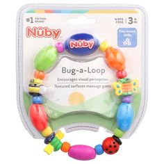 the nuby bug - a - lop toy is packaged in a package