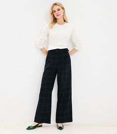 Petite Belted Wide Leg Pants in Plaid Brushed Flannel Loft Store, Plaid Pants Women, Plaid Pants, Pants Women, Effortless Style, Leg Pants, Fabric Care, Wide Leg Pants, Full Length