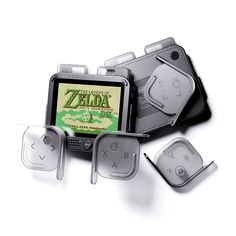 the legend of zelda electronic game system is shown with its accessories and packagings